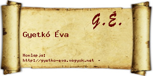Gyetkó Éva névjegykártya